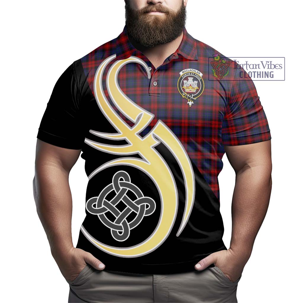 MacLachlan (McLachlan) Tartan Polo Shirt with Family Crest and Celtic Symbol Style - Tartan Vibes Clothing