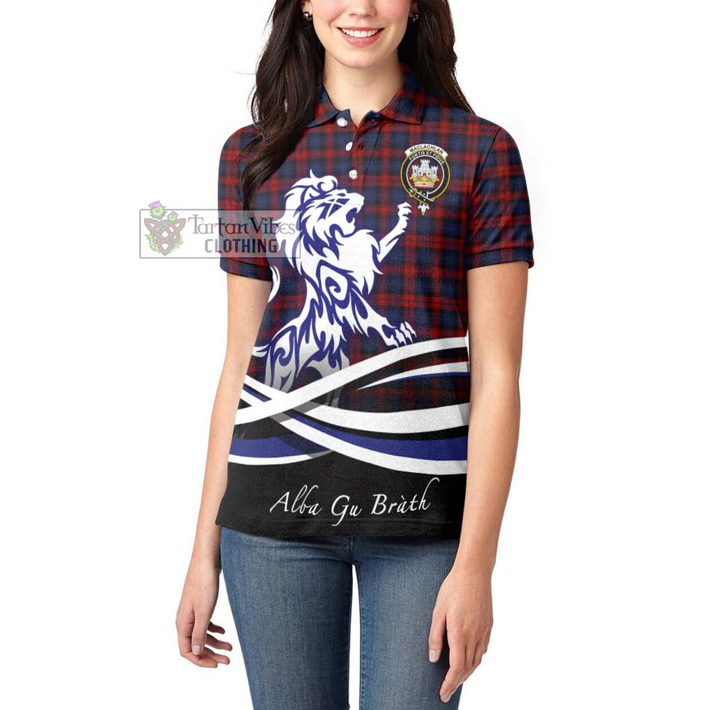 MacLachlan (McLachlan) Tartan Women's Polo Shirt with Alba Gu Brath Regal Lion Emblem - Tartanvibesclothing Shop