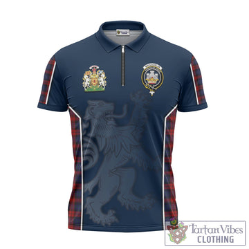 MacLachlan Tartan Zipper Polo Shirt with Family Crest and Lion Rampant Vibes Sport Style