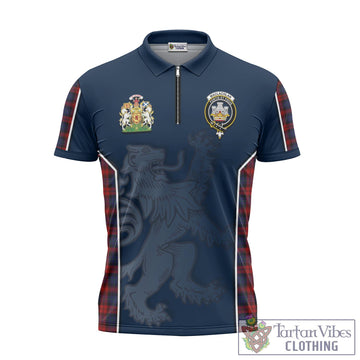 Tartan Vibes Clothing MacLachlan Tartan Zipper Polo Shirt with Family Crest and Lion Rampant Vibes Sport Style