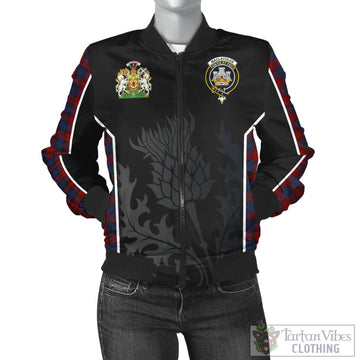 MacLachlan Tartan Bomber Jacket with Family Crest and Scottish Thistle Vibes Sport Style