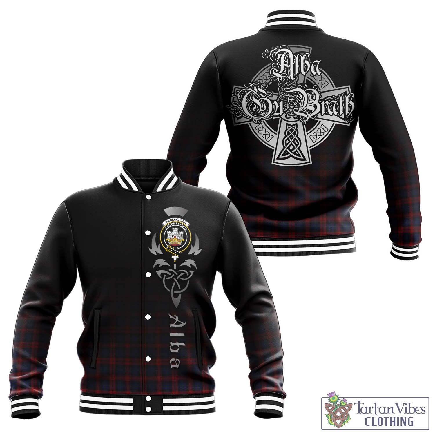 MacLachlan (McLachlan) Tartan Baseball Jacket Featuring Alba Gu Brath Family Crest Celtic Inspired - Tartan Vibes Clothing