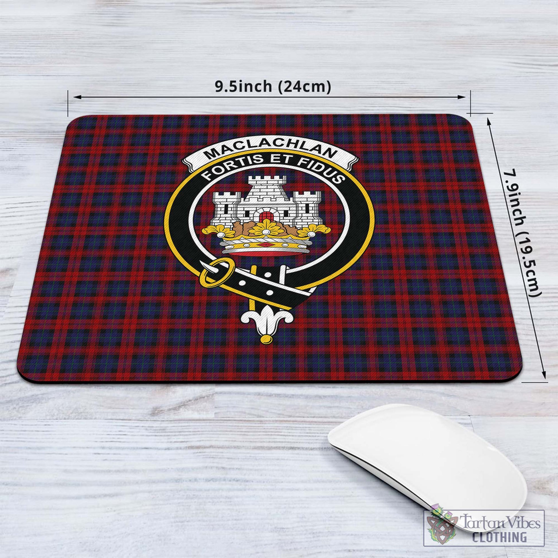 Tartan Vibes Clothing MacLachlan Tartan Mouse Pad with Family Crest
