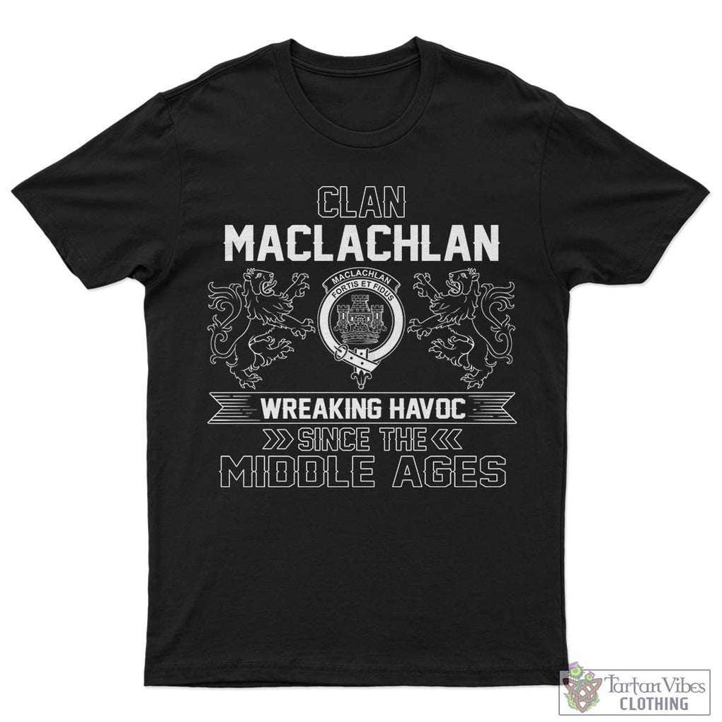 MacLachlan (McLachlan) Family Crest 2D Cotton Men's T-Shirt Wreaking Havoc Style Sapphire - 2D-tartanvibesclothing