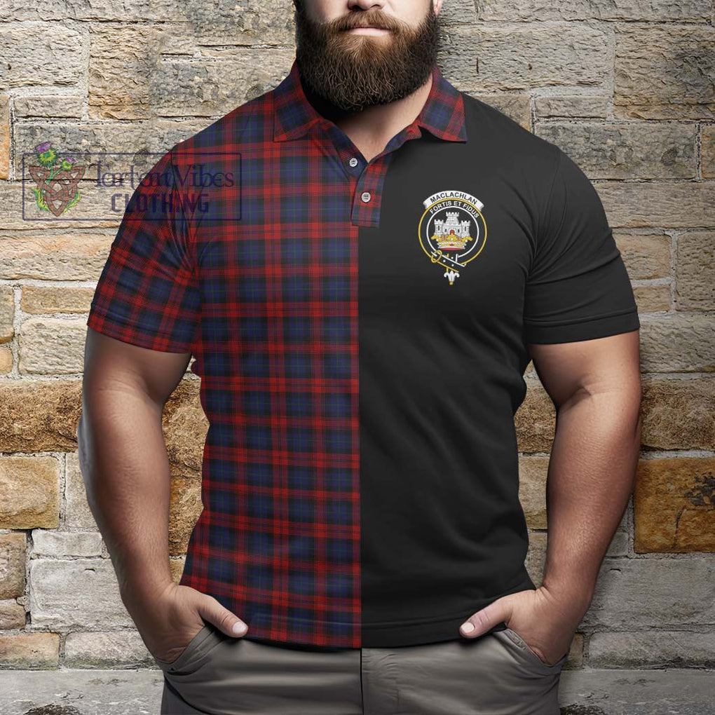 MacLachlan (McLachlan) Tartan Polo Shirt with Family Crest and Half Of Me Style - Tartanvibesclothing Shop