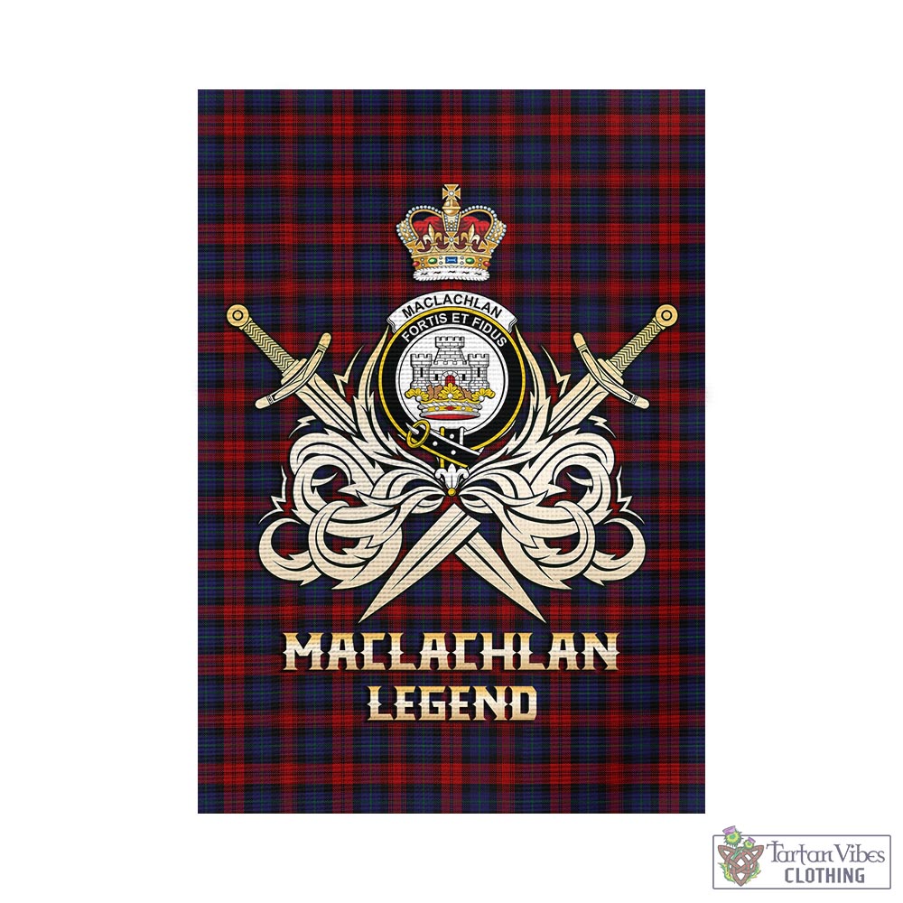 MacLachlan (McLachlan) Tartan Garden Flag with Clan Crest and the Golden Sword of Courageous Legacy - Tartan Vibes Clothing
