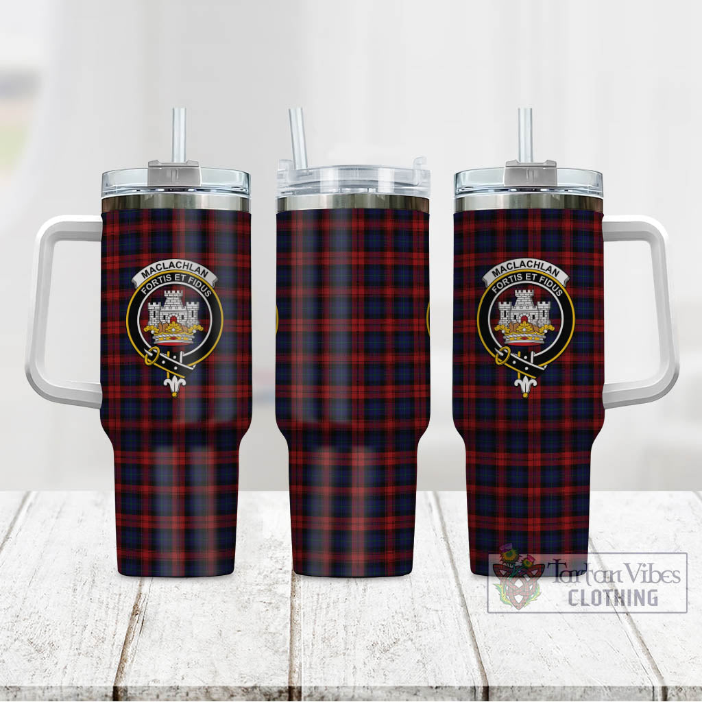 Tartan Vibes Clothing MacLachlan Tartan and Family Crest Tumbler with Handle