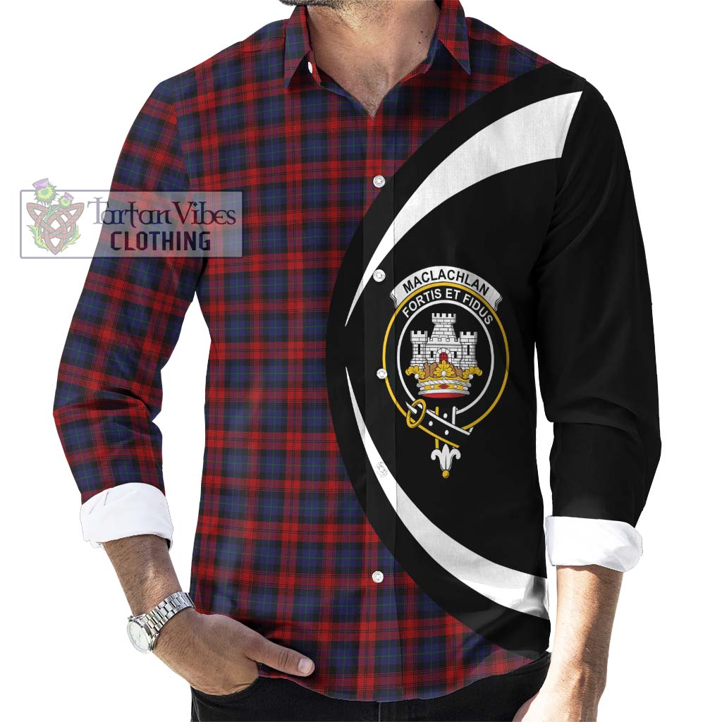 MacLachlan (McLachlan) Tartan Long Sleeve Button Up with Family Crest Circle Style - Tartan Vibes Clothing