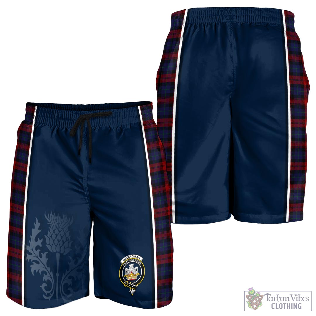 Tartan Vibes Clothing MacLachlan Tartan Men's Shorts with Family Crest and Scottish Thistle Vibes Sport Style