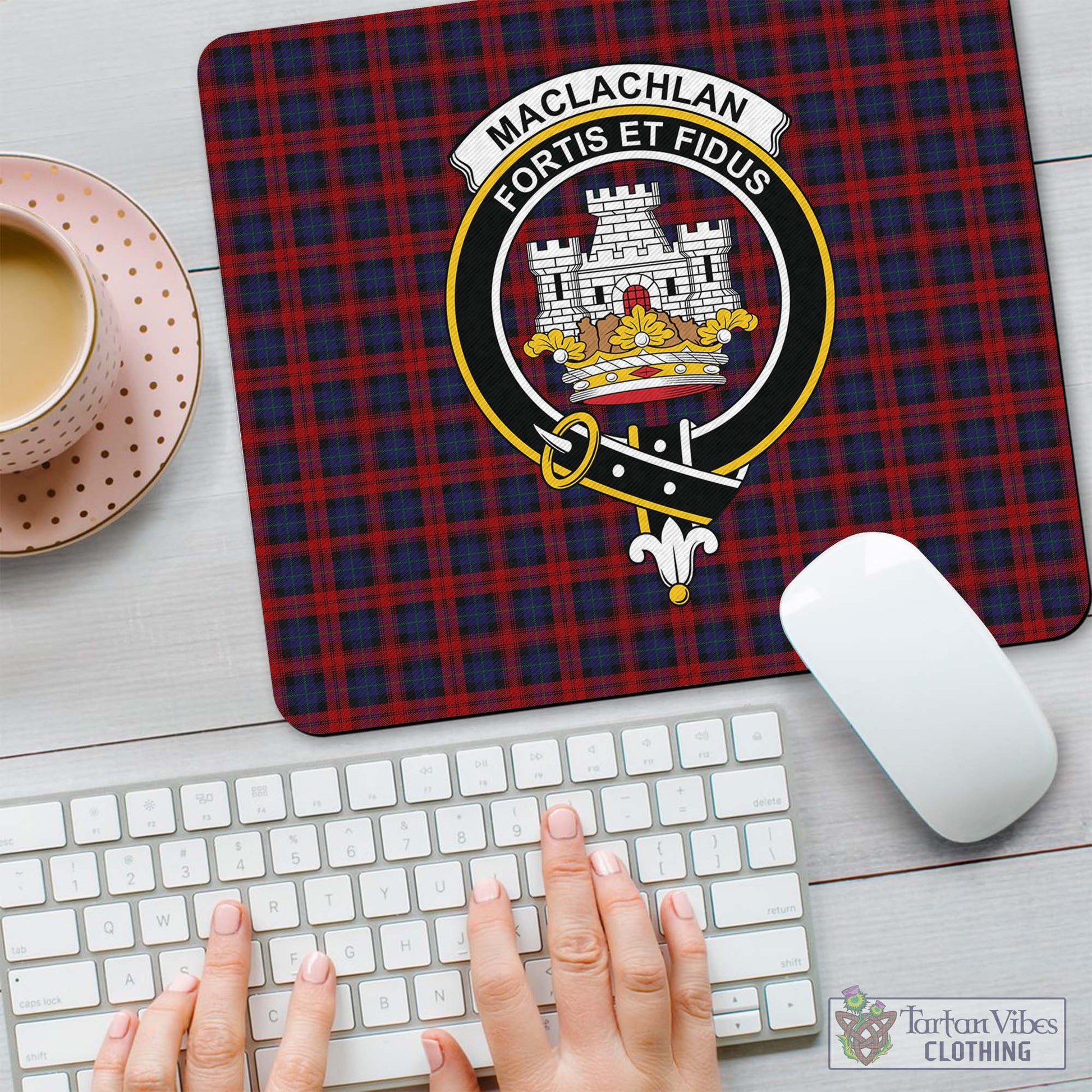 Tartan Vibes Clothing MacLachlan Tartan Mouse Pad with Family Crest
