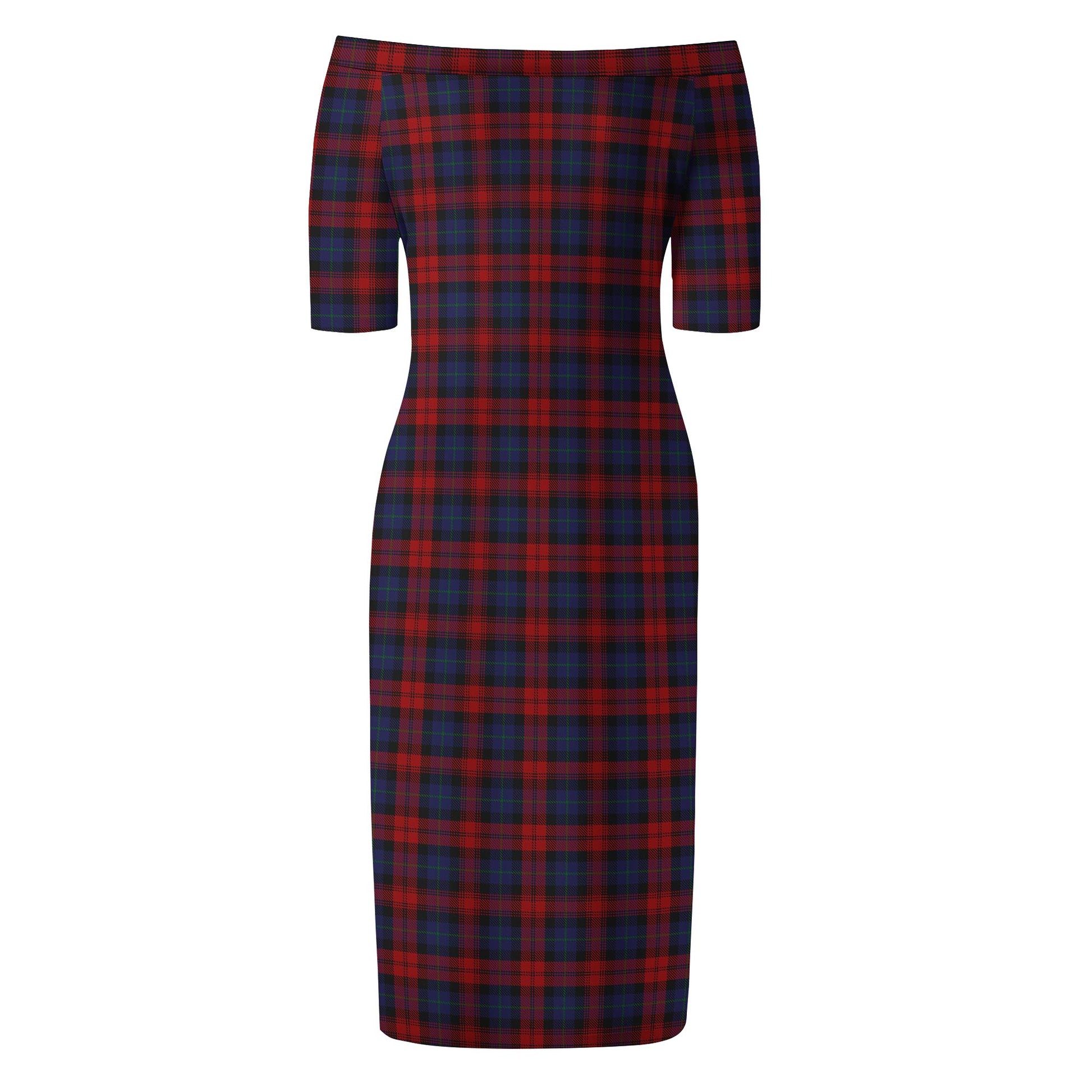 MacLachlan Tartan Off Shoulder Lady Dress - Tartanvibesclothing