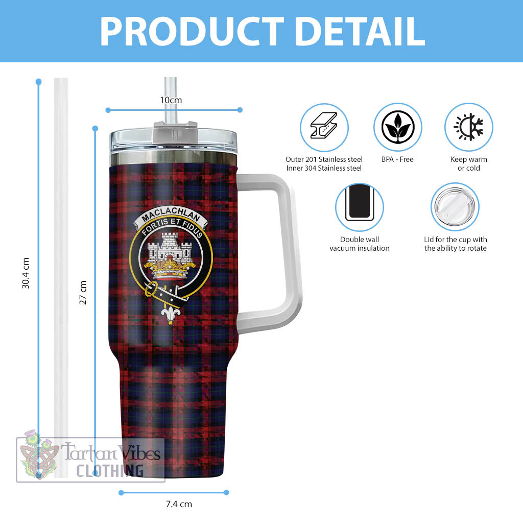 Tartan Vibes Clothing MacLachlan Tartan and Family Crest Tumbler with Handle