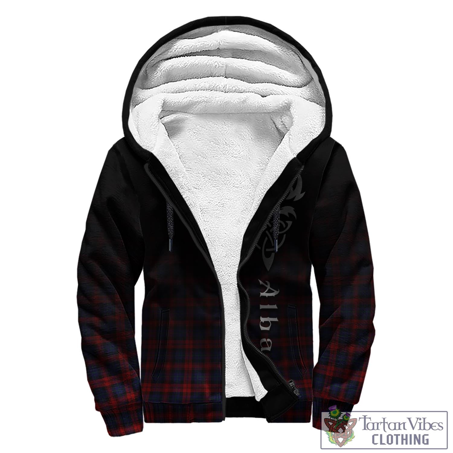 Tartan Vibes Clothing MacLachlan Tartan Sherpa Hoodie Featuring Alba Gu Brath Family Crest Celtic Inspired