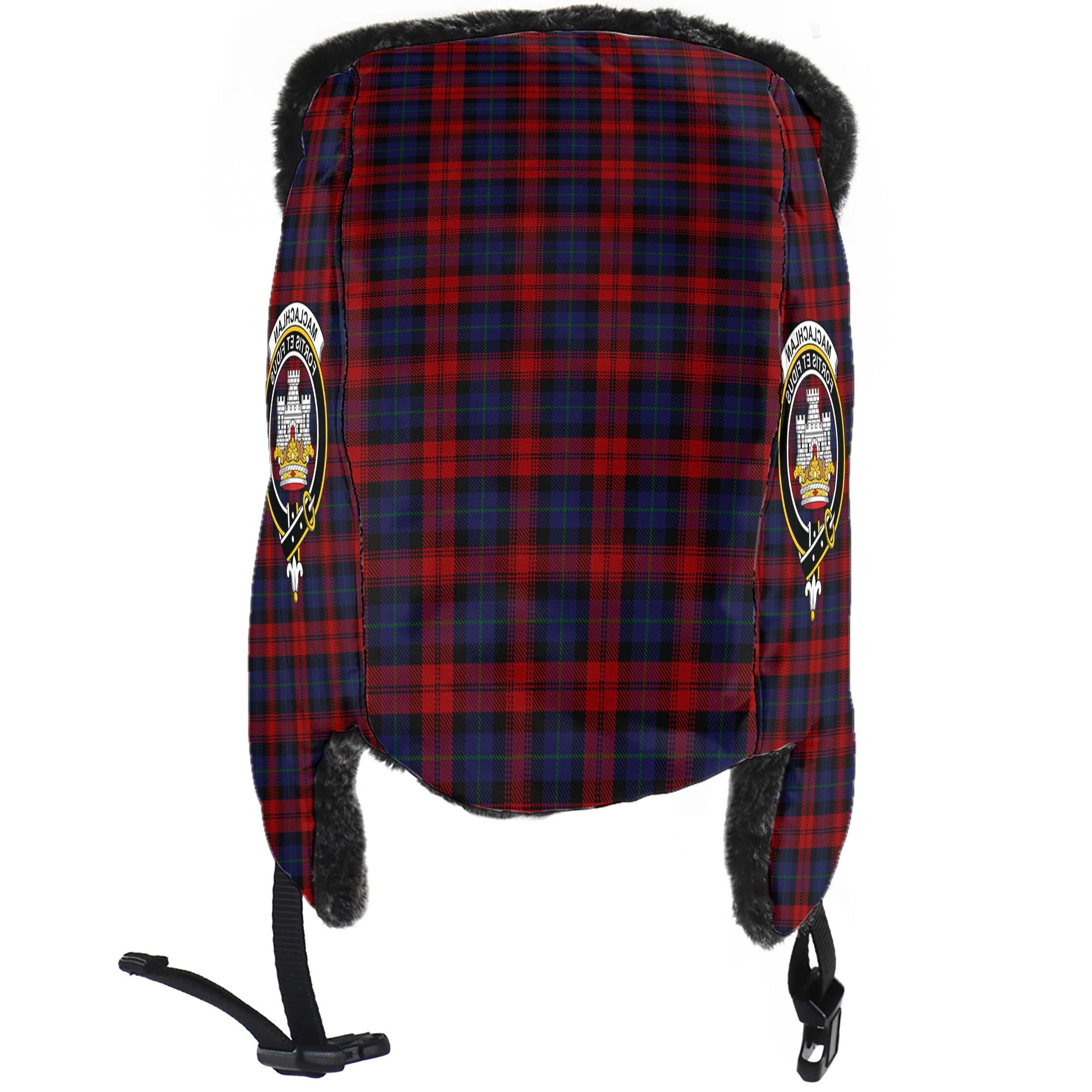MacLachlan Tartan Winter Trapper Hat with Family Crest - Tartanvibesclothing