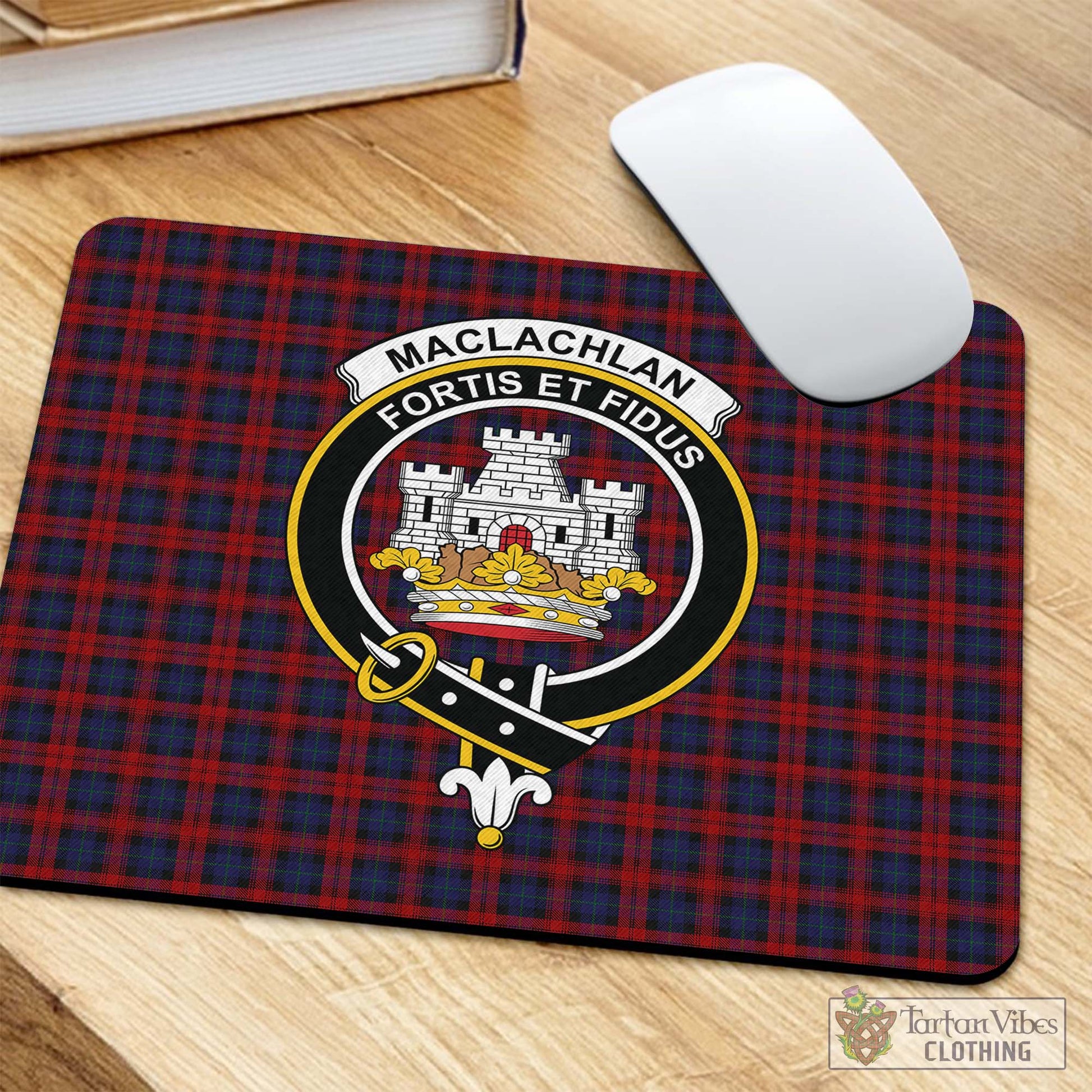 Tartan Vibes Clothing MacLachlan Tartan Mouse Pad with Family Crest
