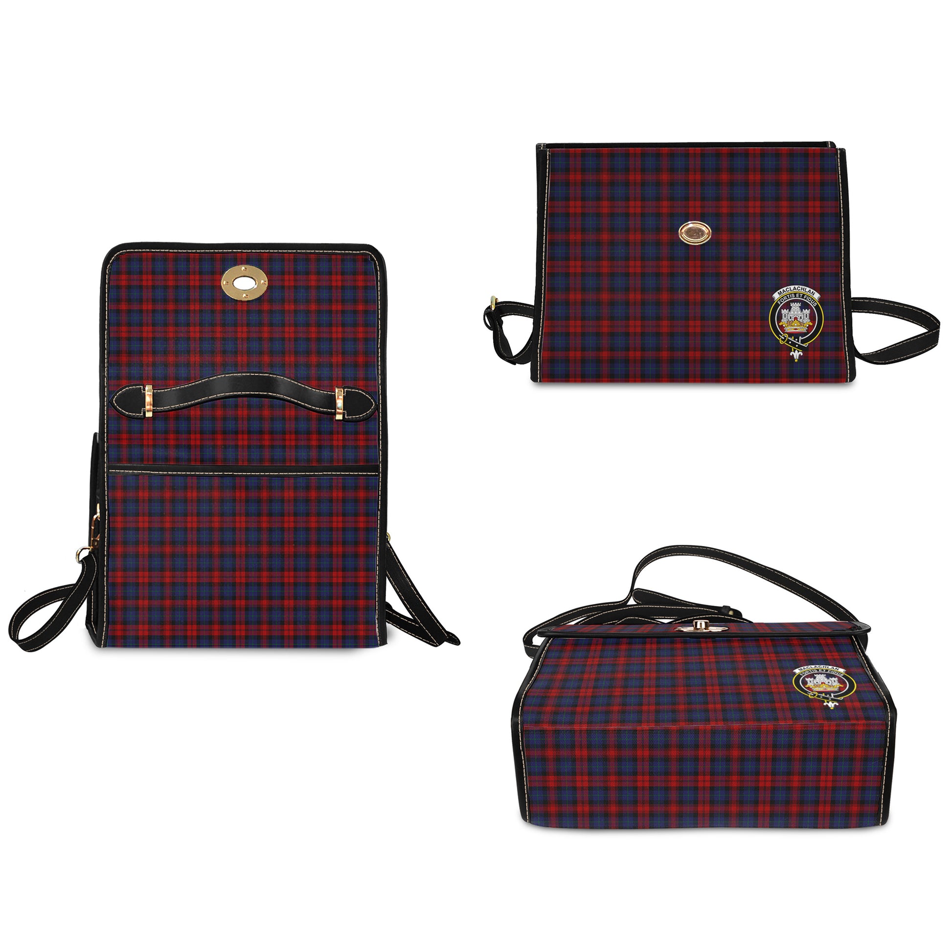 maclachlan-tartan-leather-strap-waterproof-canvas-bag-with-family-crest