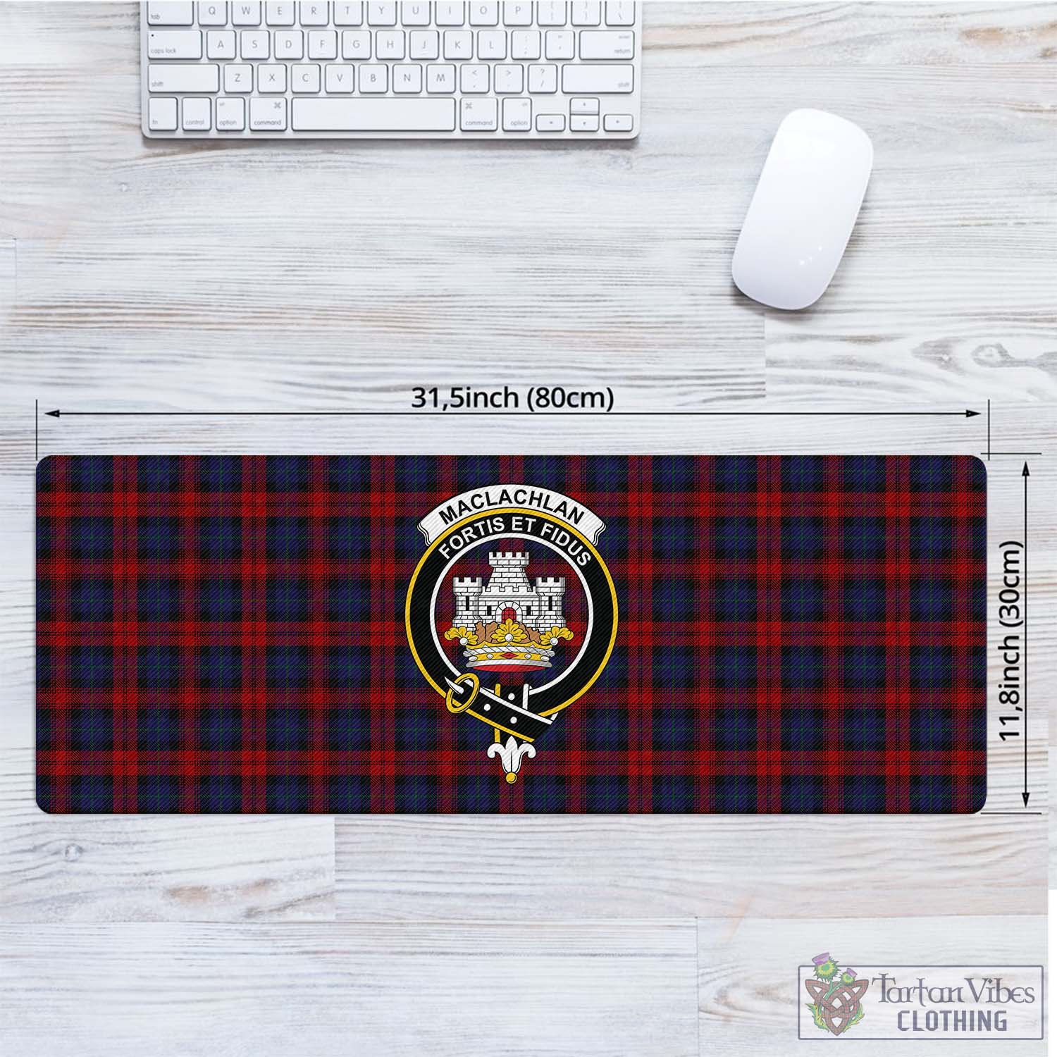 Tartan Vibes Clothing MacLachlan Tartan Mouse Pad with Family Crest