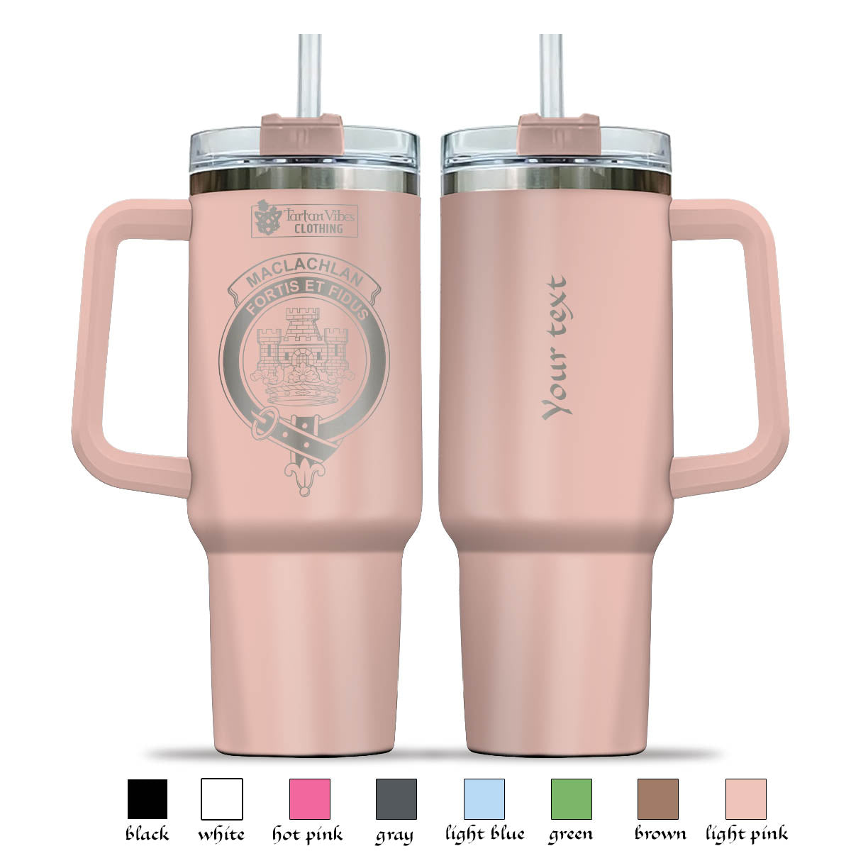 Tartan Vibes Clothing MacLachlan Engraved Family Crest Tumbler with Handle