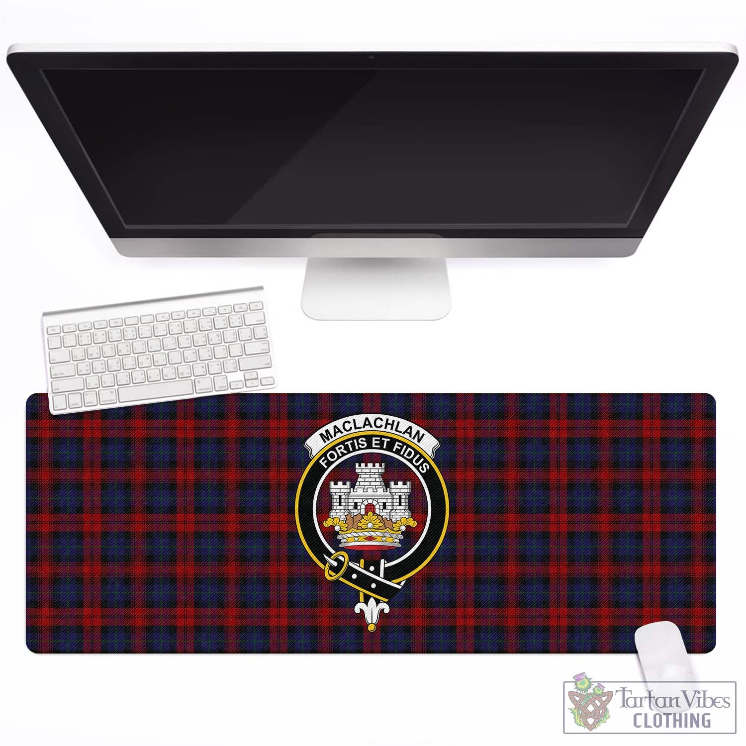 Tartan Vibes Clothing MacLachlan Tartan Mouse Pad with Family Crest