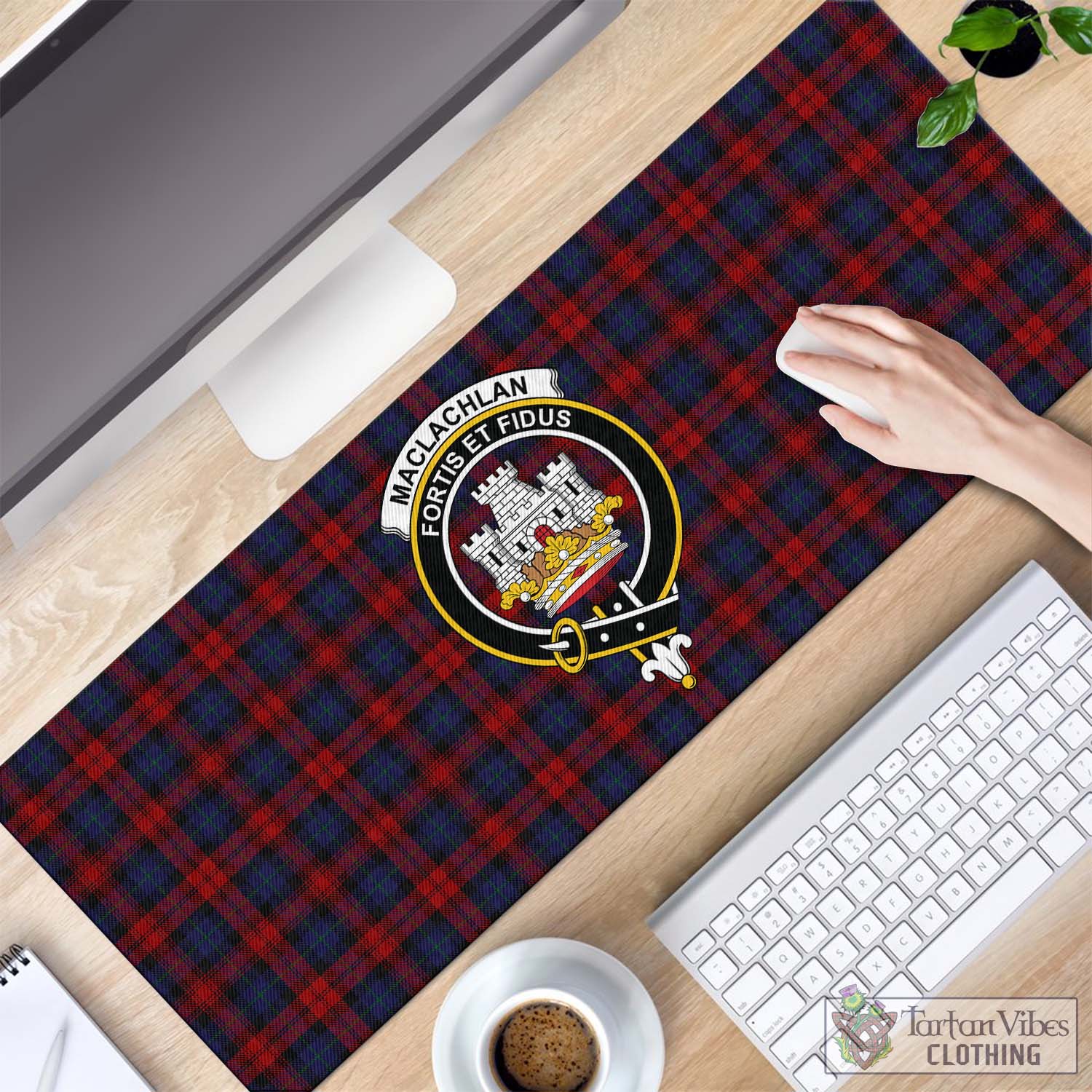 Tartan Vibes Clothing MacLachlan Tartan Mouse Pad with Family Crest
