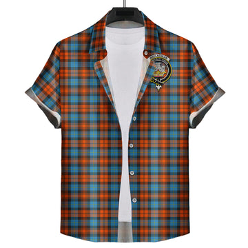 MacLachlan Ancient Tartan Short Sleeve Button Down Shirt with Family Crest