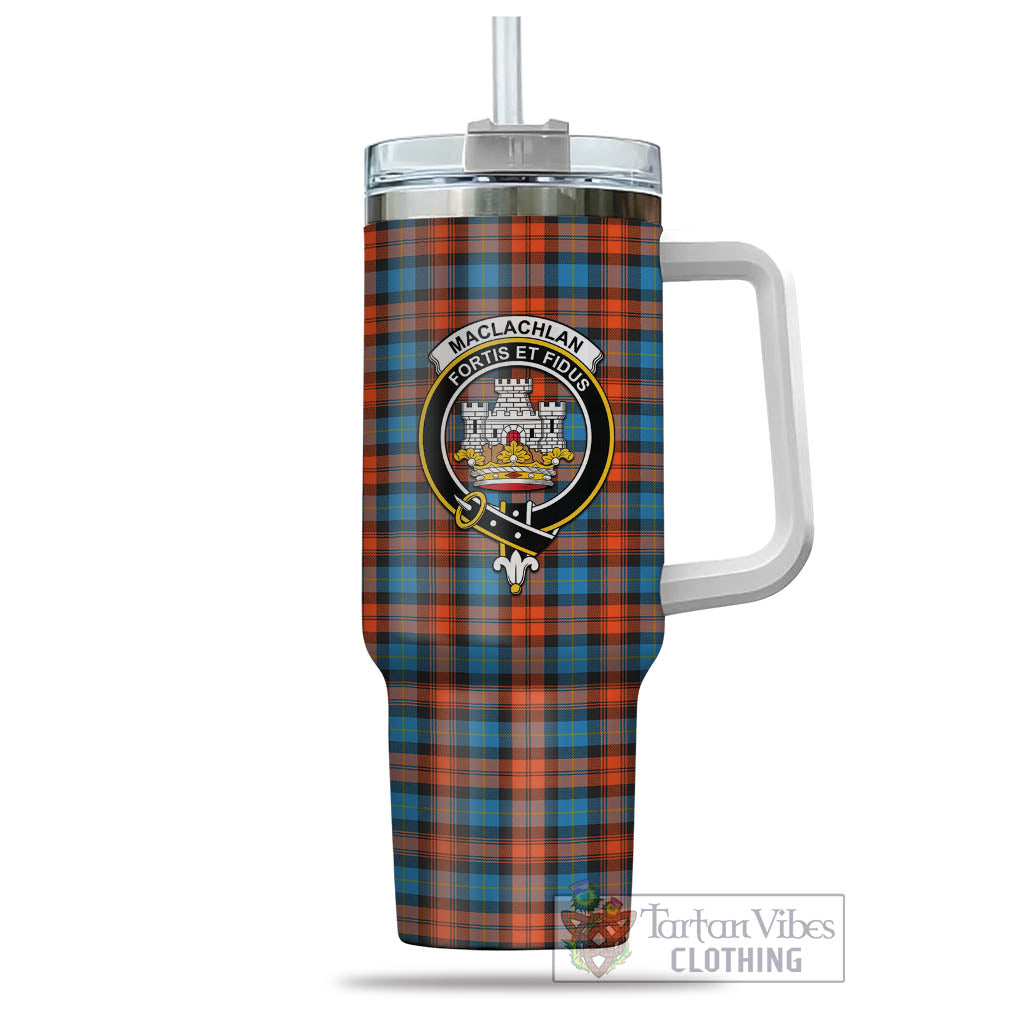 Tartan Vibes Clothing MacLachlan Ancient Tartan and Family Crest Tumbler with Handle