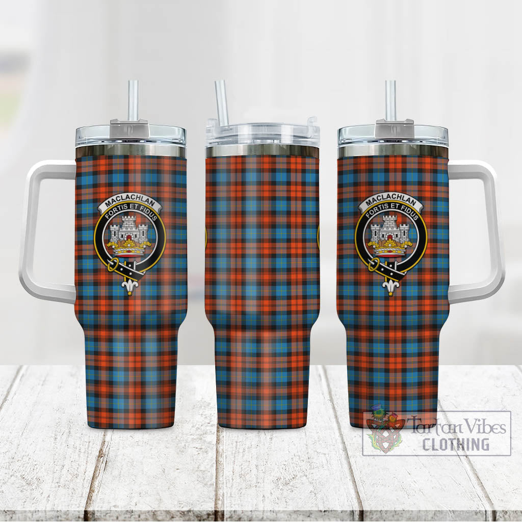 Tartan Vibes Clothing MacLachlan Ancient Tartan and Family Crest Tumbler with Handle