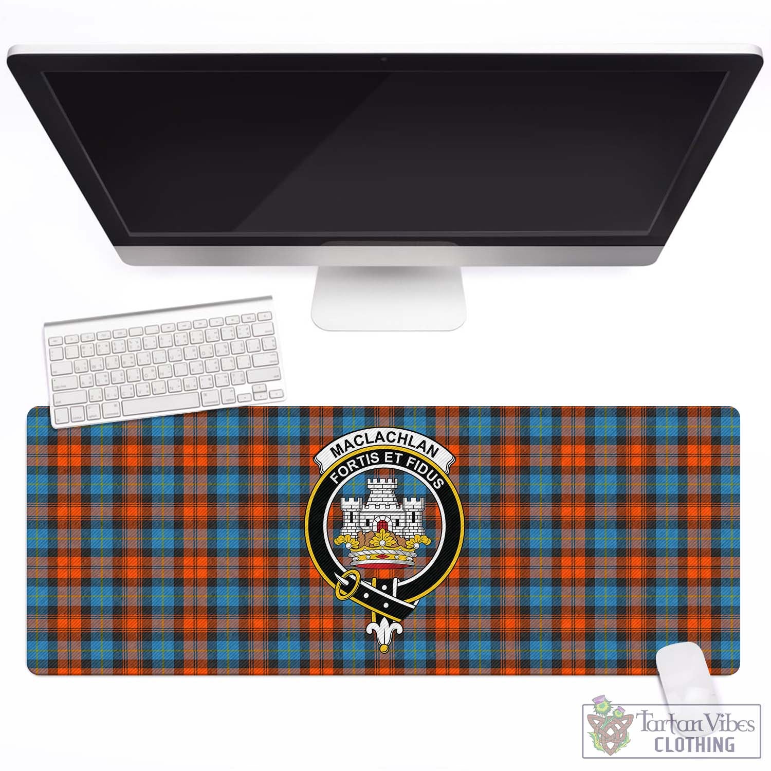 Tartan Vibes Clothing MacLachlan Ancient Tartan Mouse Pad with Family Crest