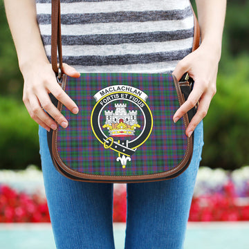 MacLachlan Hunting Tartan Saddle Bag with Family Crest