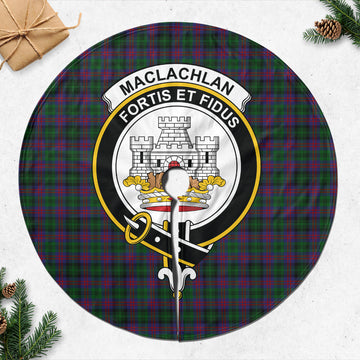 MacLachlan Hunting Tartan Christmas Tree Skirt with Family Crest