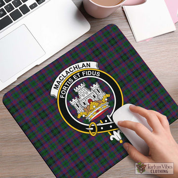 MacLachlan Hunting Tartan Mouse Pad with Family Crest