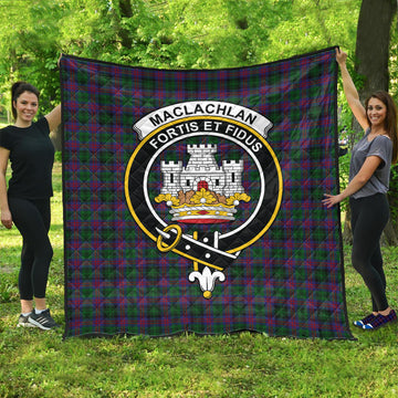 MacLachlan Hunting Tartan Quilt with Family Crest