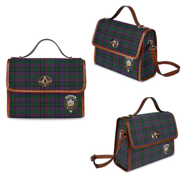maclachlan-hunting-tartan-leather-strap-waterproof-canvas-bag-with-family-crest
