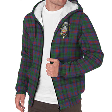 MacLachlan Hunting Tartan Sherpa Hoodie with Family Crest