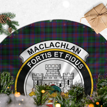 MacLachlan Hunting Tartan Christmas Tree Skirt with Family Crest