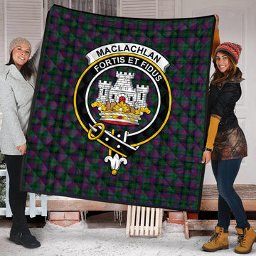 MacLachlan Hunting Tartan Quilt with Family Crest