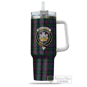 MacLachlan Hunting Tartan and Family Crest Tumbler with Handle