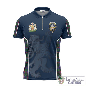 MacLachlan Hunting Tartan Zipper Polo Shirt with Family Crest and Lion Rampant Vibes Sport Style