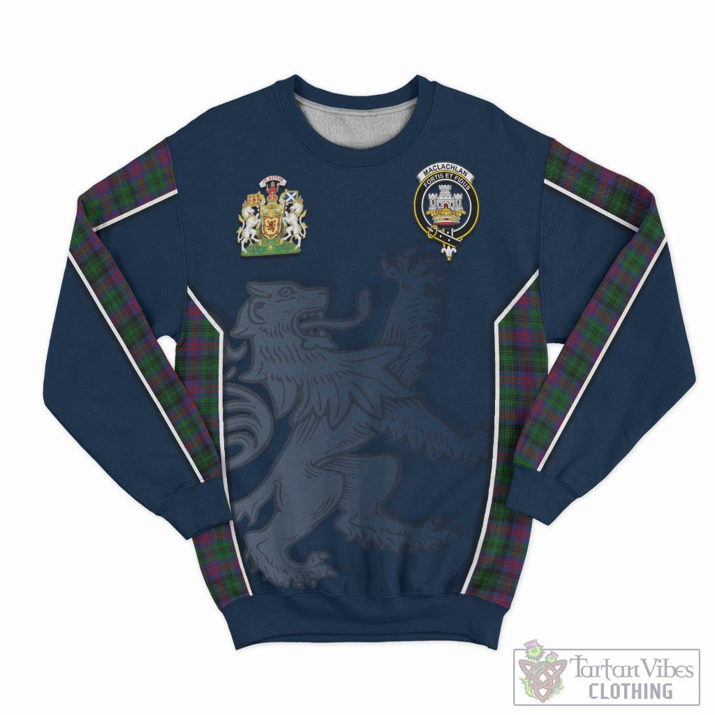Tartan Vibes Clothing MacLachlan Hunting Tartan Sweater with Family Crest and Lion Rampant Vibes Sport Style