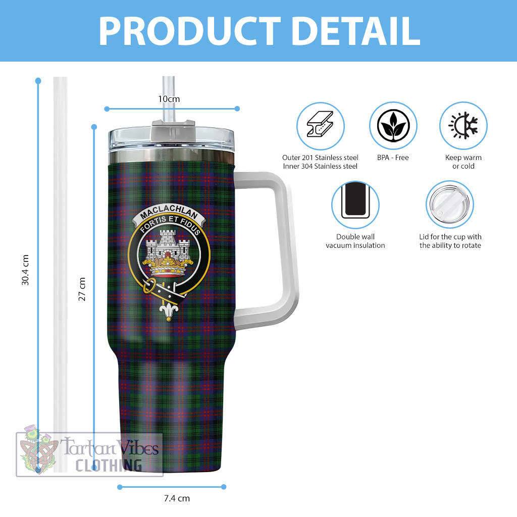 Tartan Vibes Clothing MacLachlan Hunting Tartan and Family Crest Tumbler with Handle