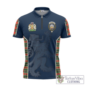 MacLachlan Hunting Modern Tartan Zipper Polo Shirt with Family Crest and Lion Rampant Vibes Sport Style