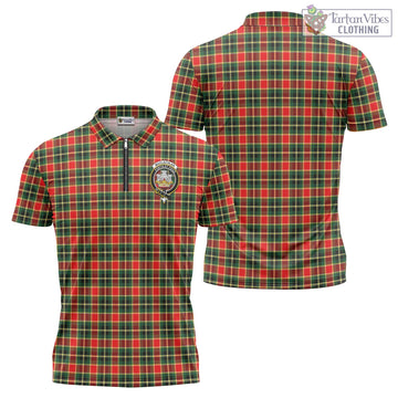 MacLachlan Hunting Modern Tartan Zipper Polo Shirt with Family Crest