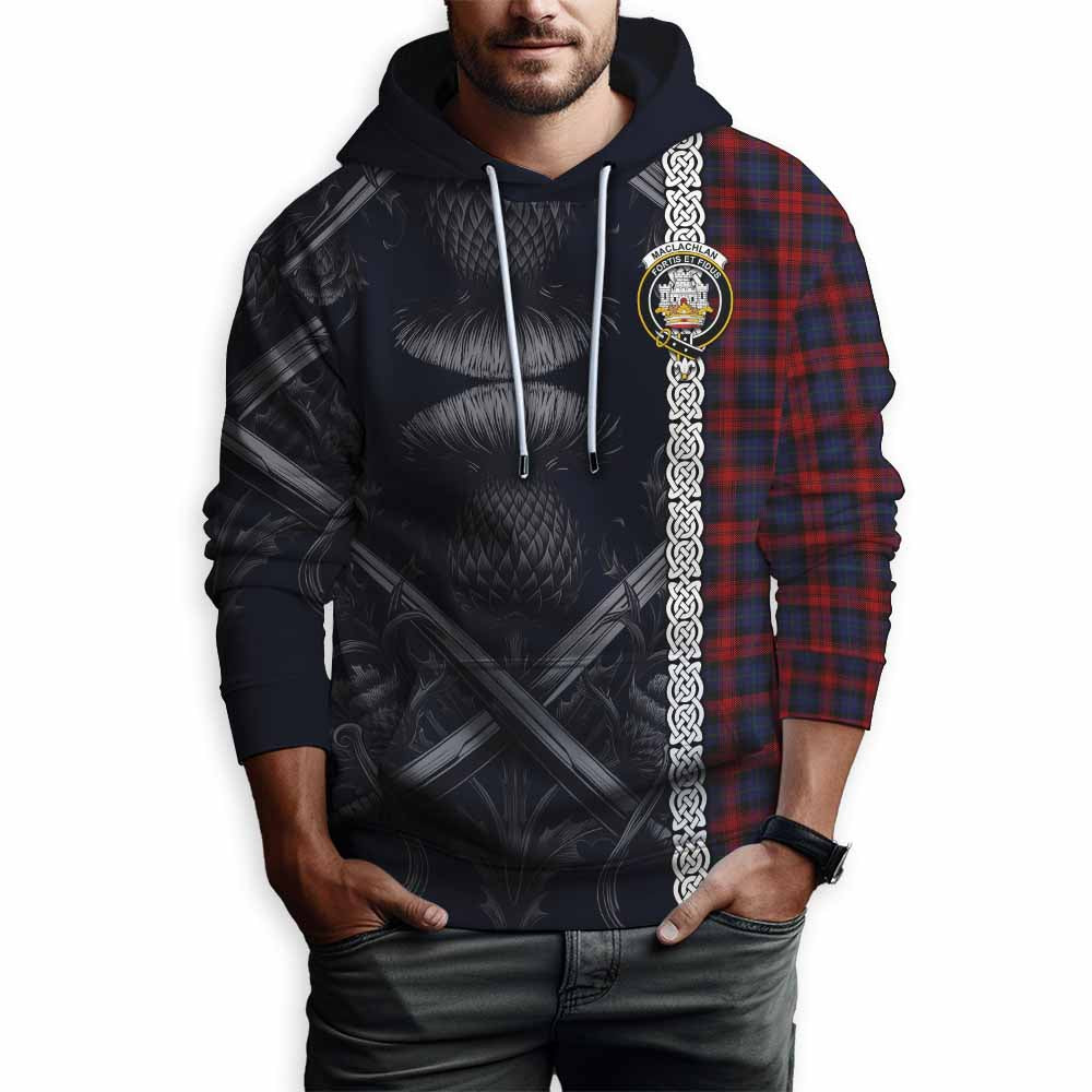 Tartan Vibes Clothing MacLachlan (McLachlan) Tartan Hoodie with Family Crest Cross Sword Thistle Celtic Vibes