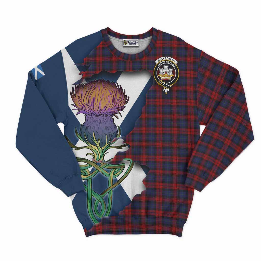 Tartan Vibes Clothing MacLachlan (McLachlan) Tartan Family Crest Sweatshirt Scottish Thistle Celtic Inspired