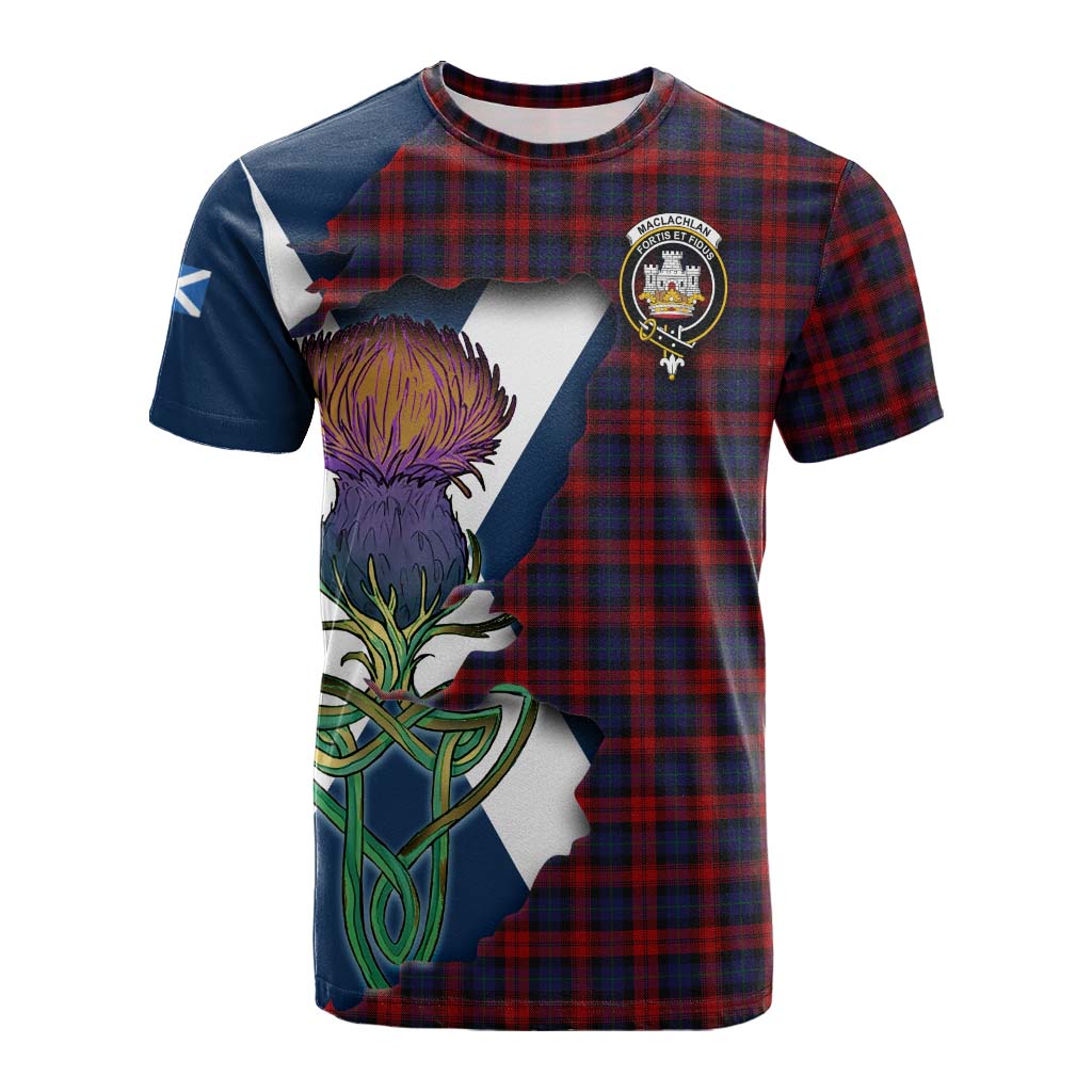 Tartan Vibes Clothing MacLachlan (McLachlan) Tartan Family Crest Cotton T-shirt Scottish Thistle Celtic Inspired