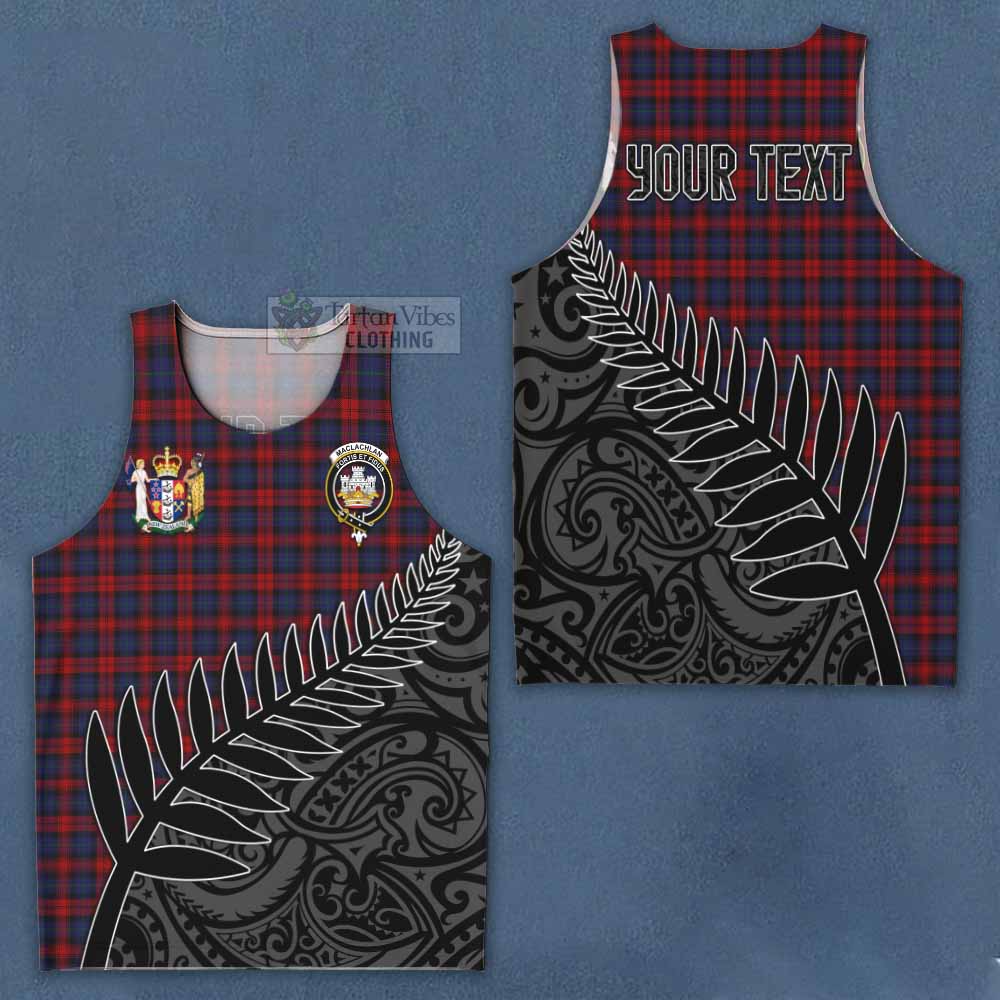 Tartan Vibes Clothing MacLachlan (McLachlan) Crest Tartan Men's Tank Top with New Zealand Silver Fern Half Style