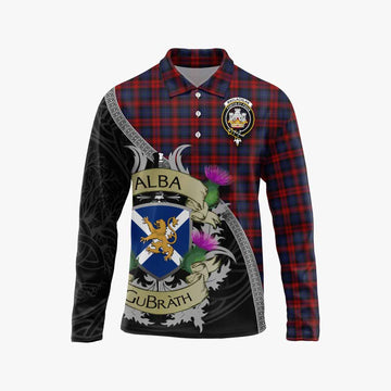 Tartan Vibes Clothing MacLachlan (McLachlan) Tartan Family Crest Long Sleeve Polo Shirt Lion Rampant Royal Thistle Shield Celtic Inspired