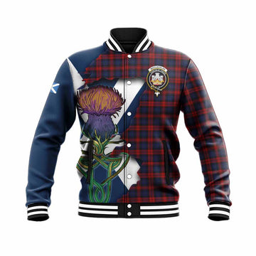 Tartan Vibes Clothing MacLachlan (McLachlan) Tartan Family Crest Baseball Jacket Scottish Thistle Celtic Inspired