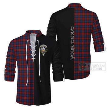 Tartan Vibes Clothing MacLachlan (McLachlan) Tartan Ghillie Kilt Shirt with Family Crest and Half Of Me Style