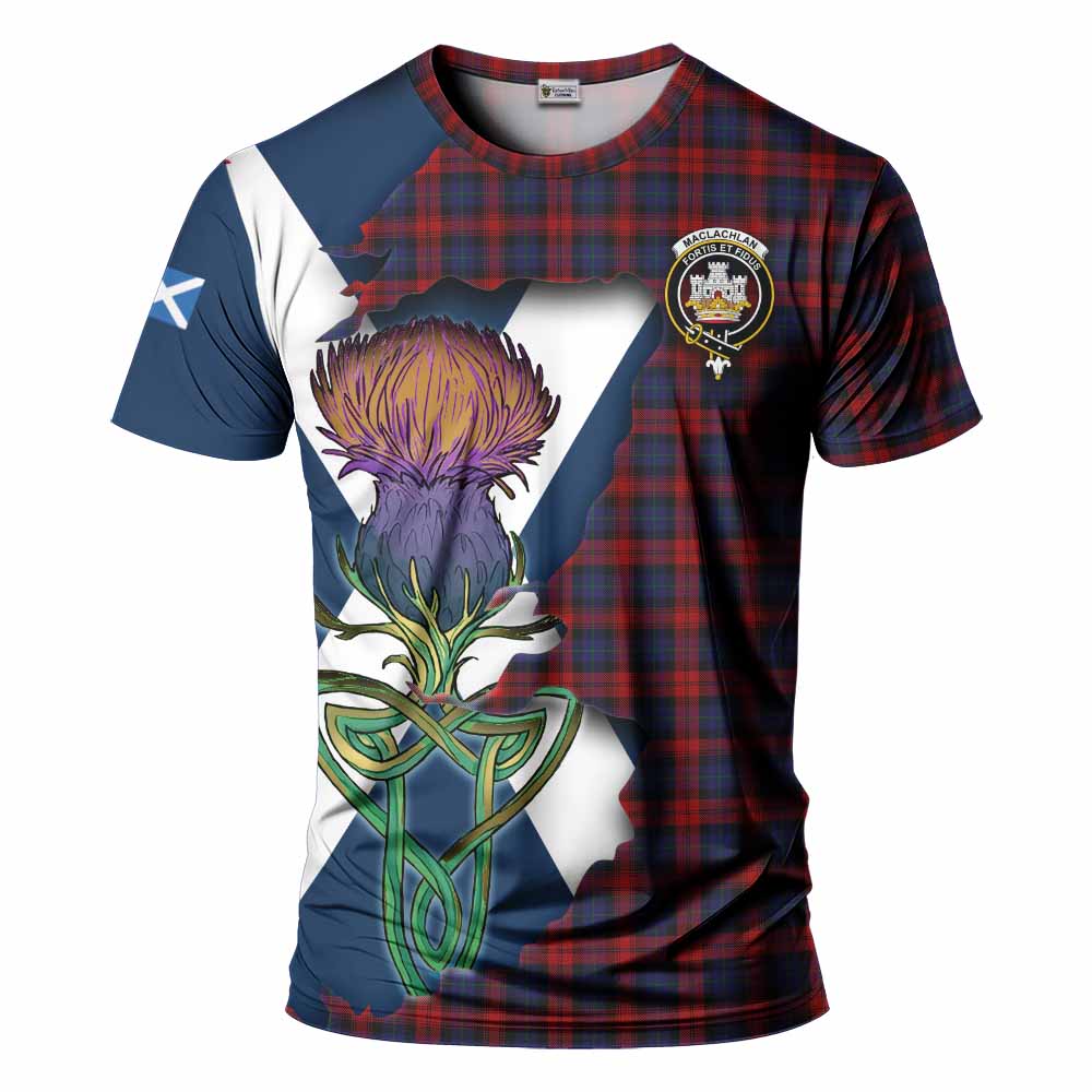 Tartan Vibes Clothing MacLachlan (McLachlan) Tartan Family Crest T-Shirt Scottish Thistle Celtic Inspired